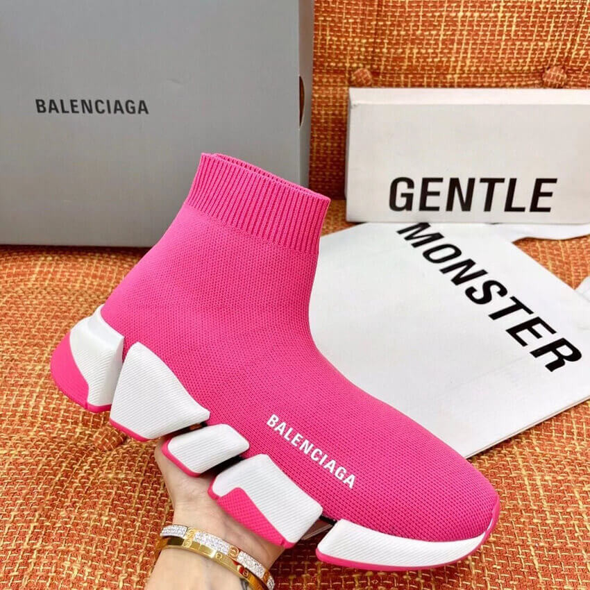 Balenciaga Speed 2.0 Knit Sock Sneakers 617239 Rosy