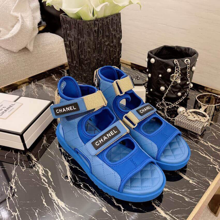 Chanel Goatskin with Fabric Sandals G37231