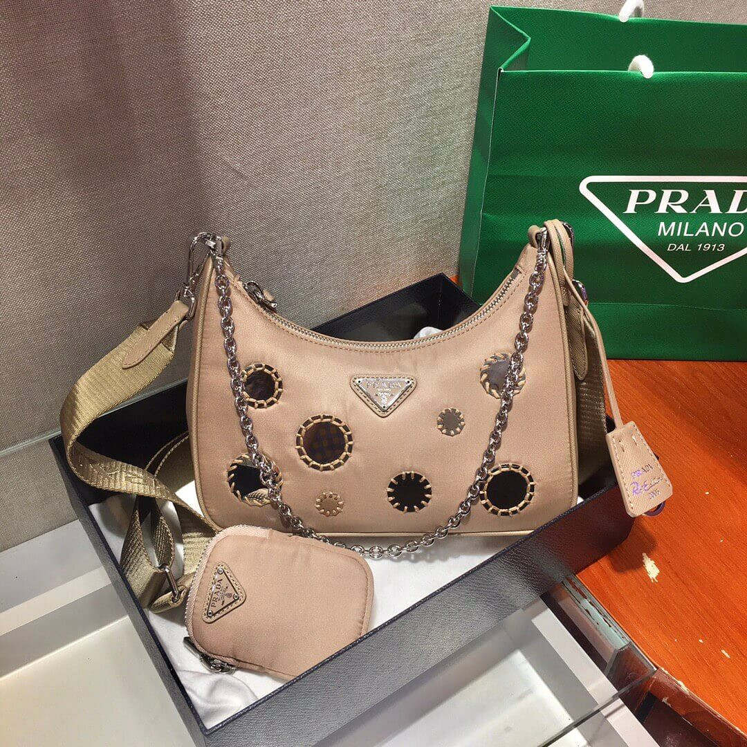 Prada Hobo Re Edition Embroidery Sequins Cross Body Bag 1BH204