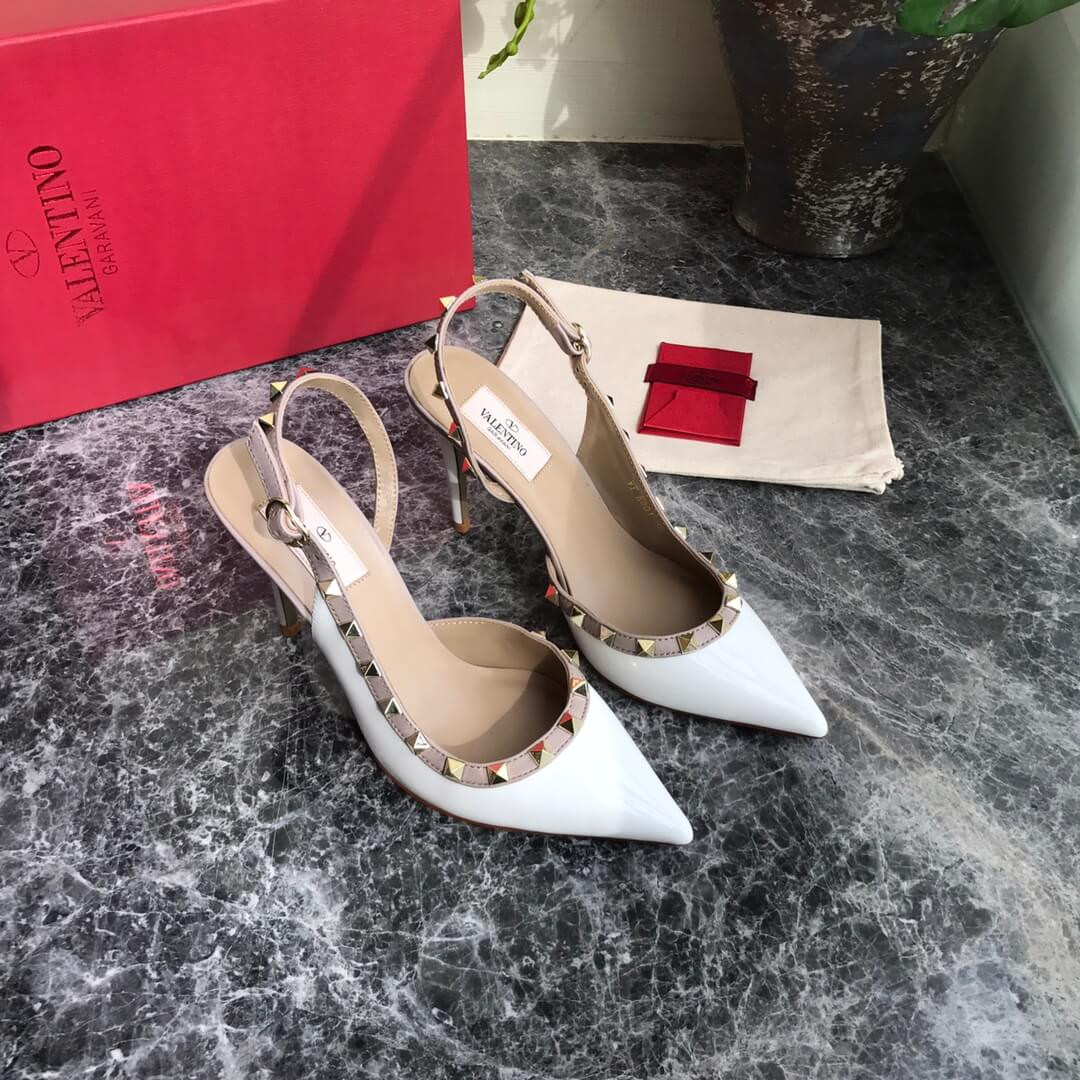 Valentino Garavani Rockstud Patent Leather Slingback Pump 95mm Uw2s0h15