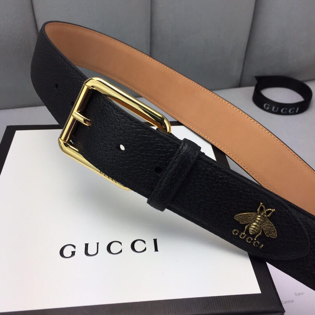 Gucci Leather Belt With Bee 40mm 523307