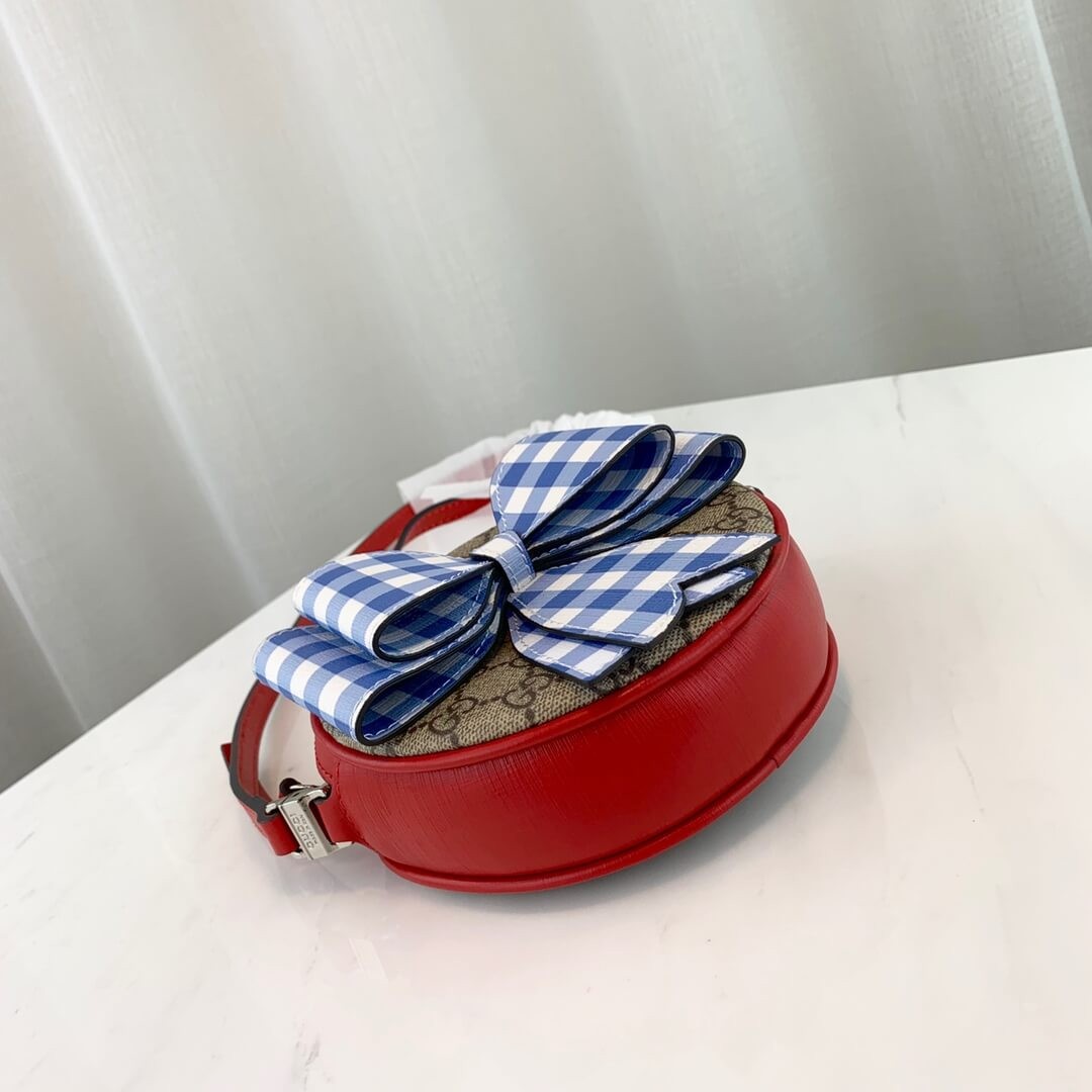 Gucci Childrens Check Bow GG Messenger 478294 Red