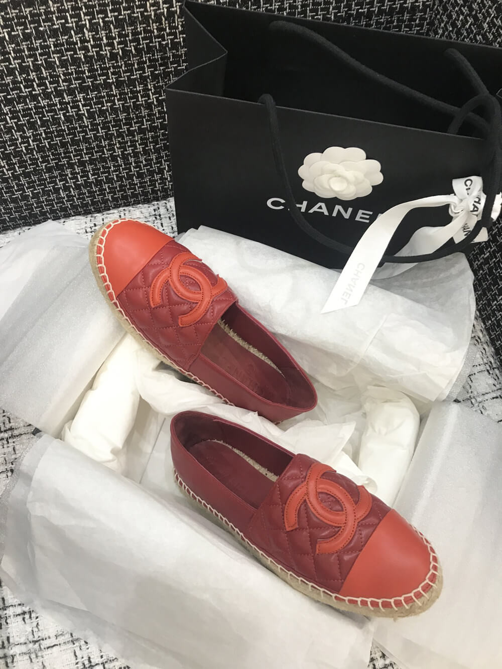 Chanel CC Quilted Espadrilles G29762 Burgundy