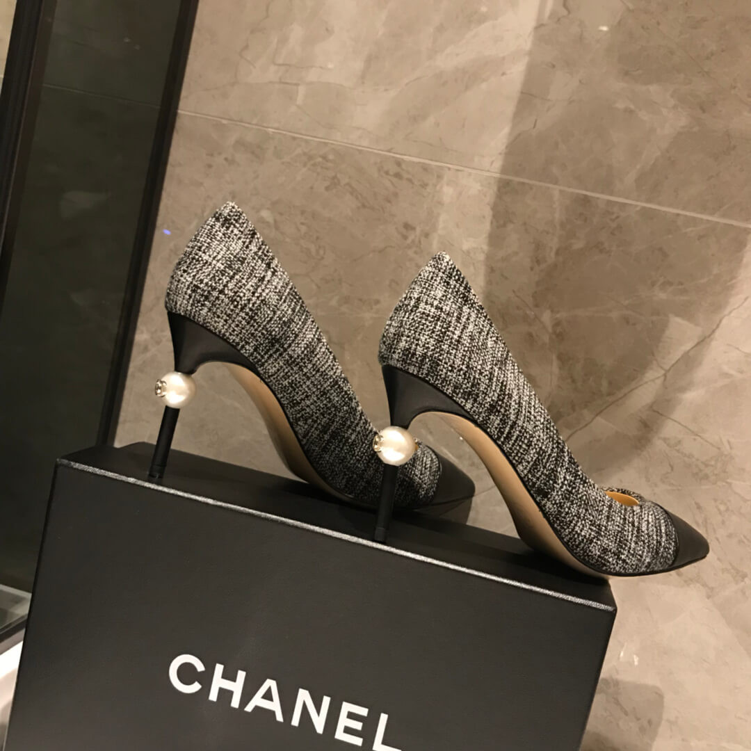 Chanel Tweed Pearl Heel Pumps G178144