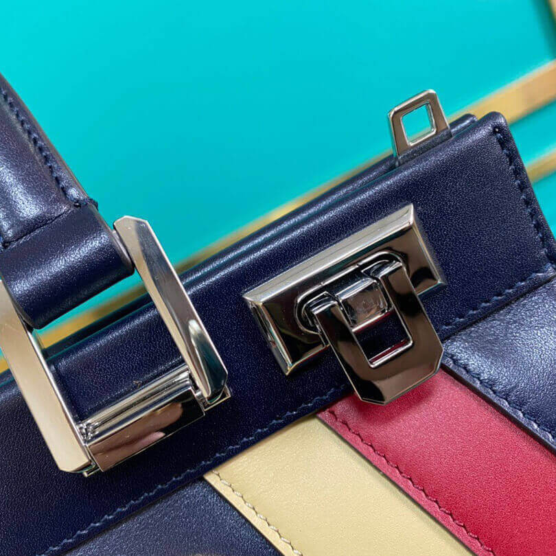 Gucci Zumi Smooth Leather  With Stripes Small Top Handle Bag 569712