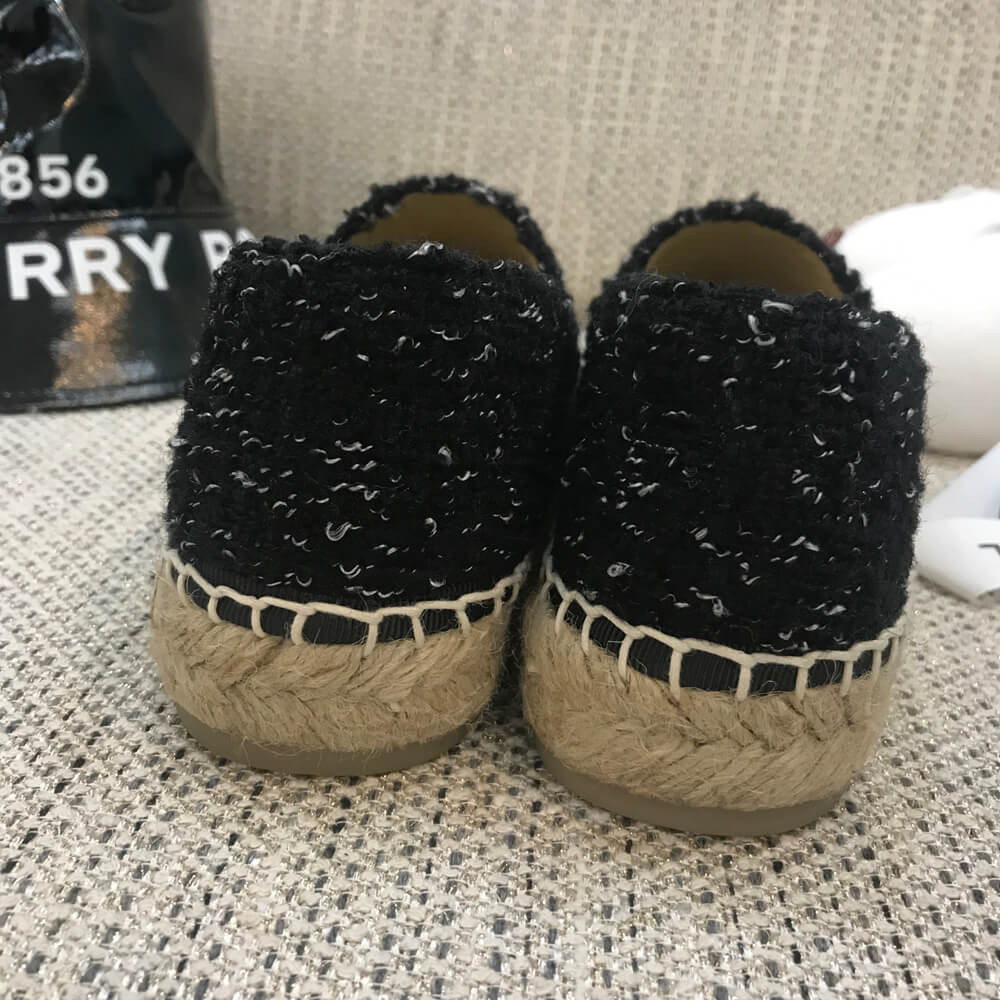Chanel Tweed & Patent Calfskin Espadrilles G29762 Black/Silver