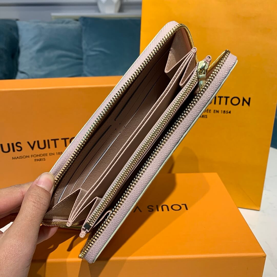 Louis Vuitton Damier Azur Canvas Zippy Wallet N63503 Pink