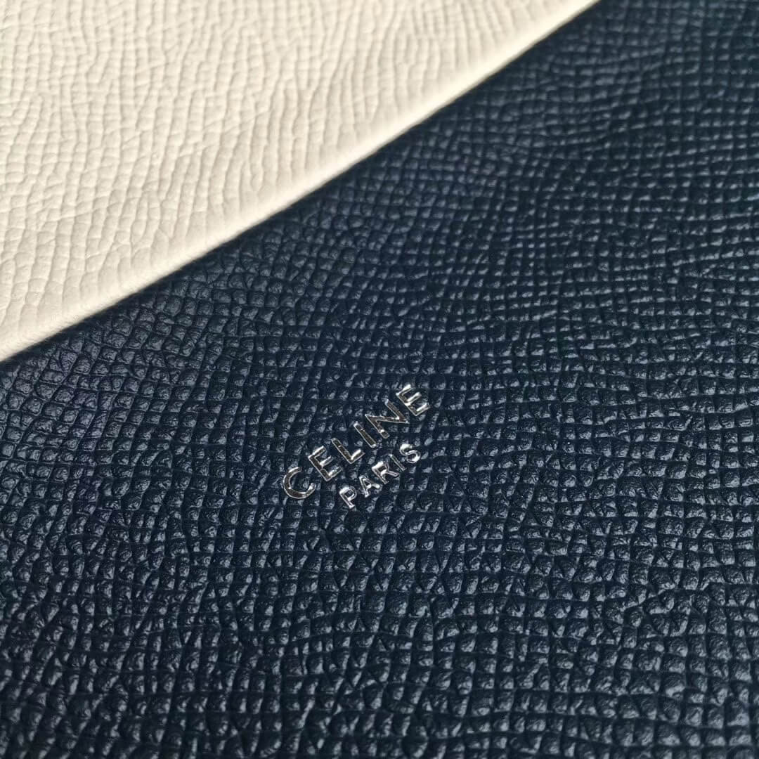 Celine Small Cabas In Grained Calfskin 189813 White/Blue