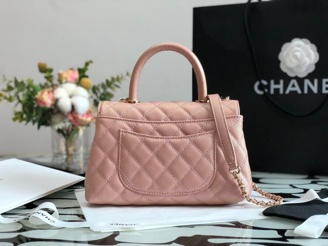 Chanel Grained Calfskin Mini Flap Bag with Top Handle 99003