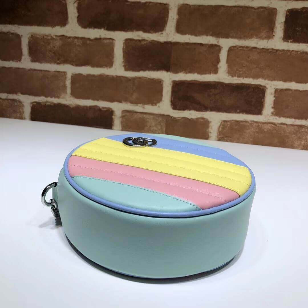 Gucci GG Marmont Mini Round Shoulder Bag In Pastel And Rainbow 550154
