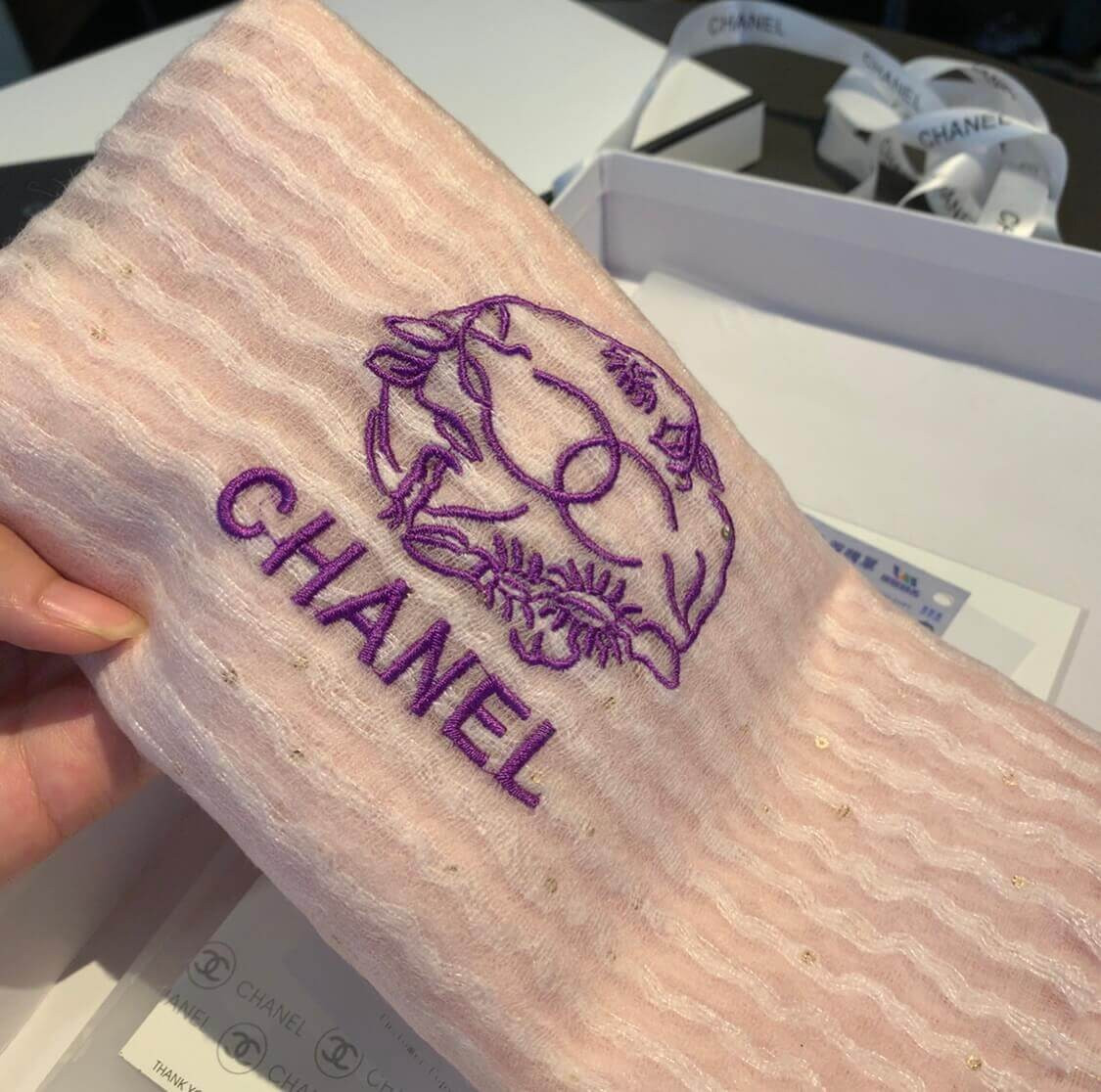 Chanel Cashmere CC Scarf A0340