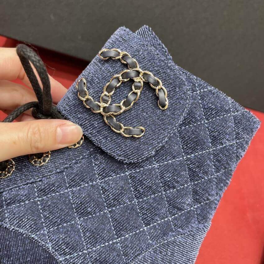 Chanel Blue Denim Quilted Lace Up Boots G36424