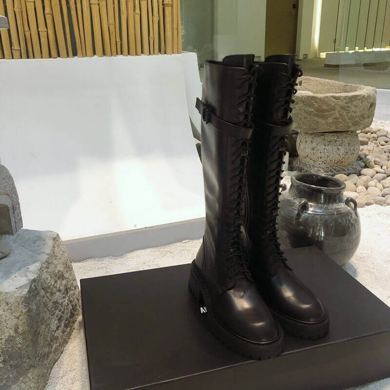 Ann Demeulemeester Calfskin Tall Lace-Up Boots A141