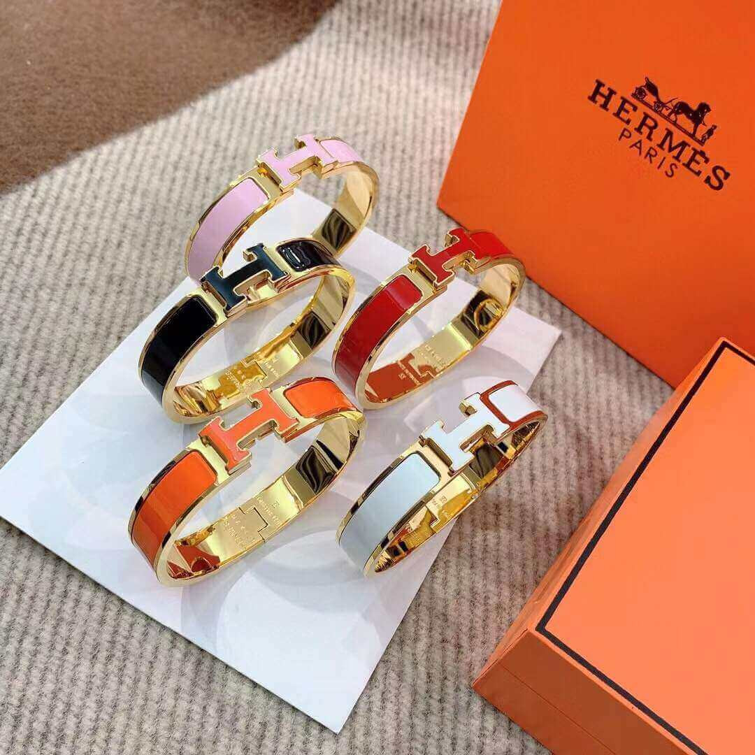 Hermes Narrow Clic Clac H Enamel Bracelet