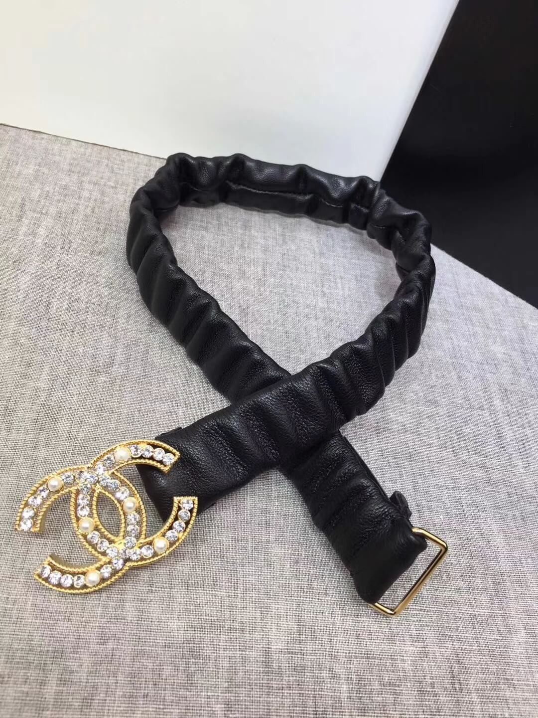 Chanel Lambskin & Gold-Tone Metal Belt 94305