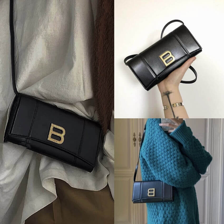 Balenciaga Hourglass Leather Strap Wallet