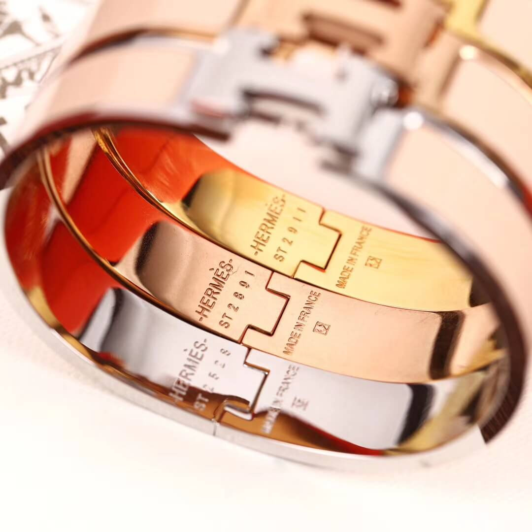 Hermes Narrow Clic H Bracelet Light Pink