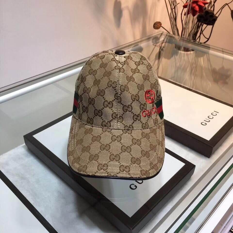 Gucci Original GG Canvas Baseball Hat With Web 200033