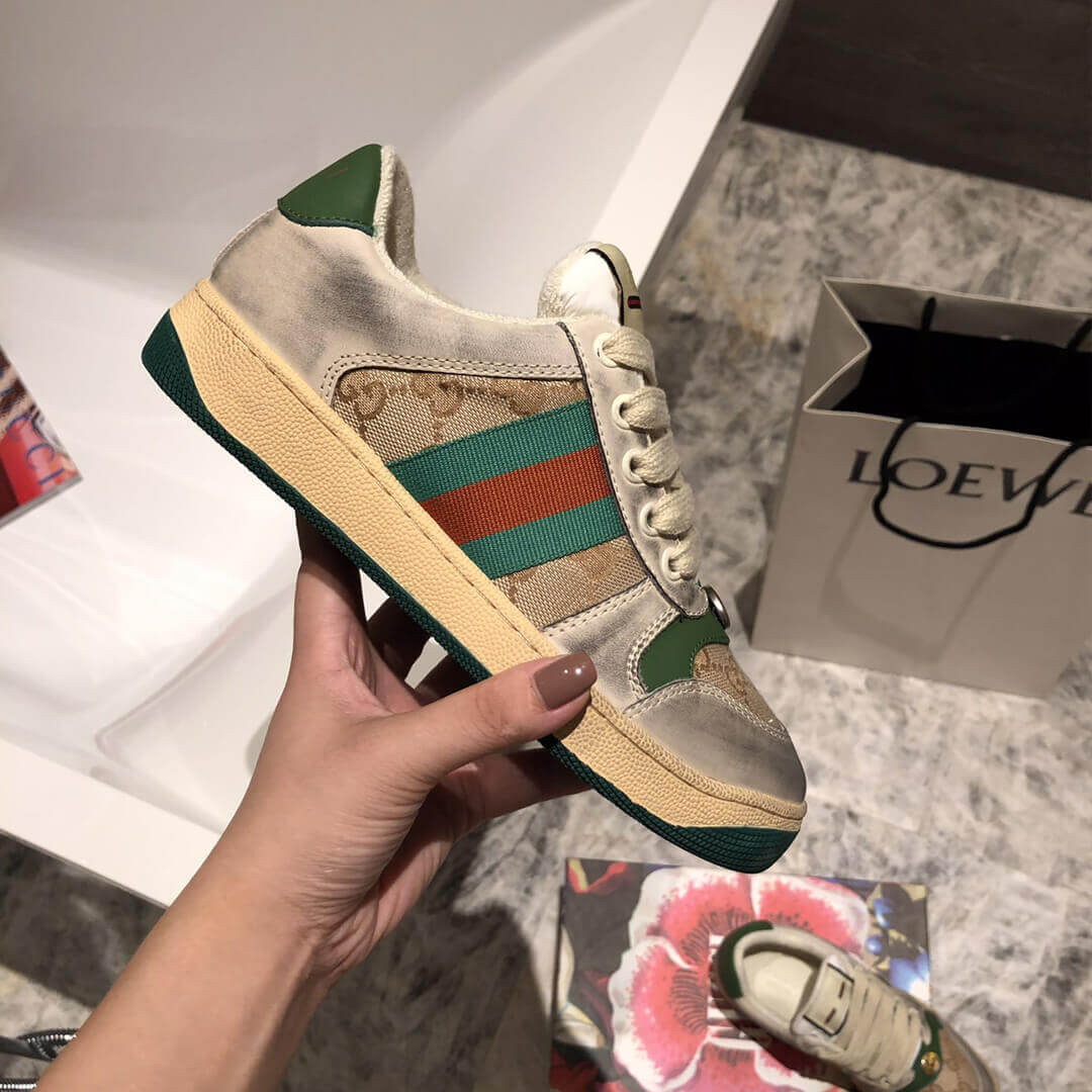 Gucci Screener Dirt Leather Sneaker 570443 Green
