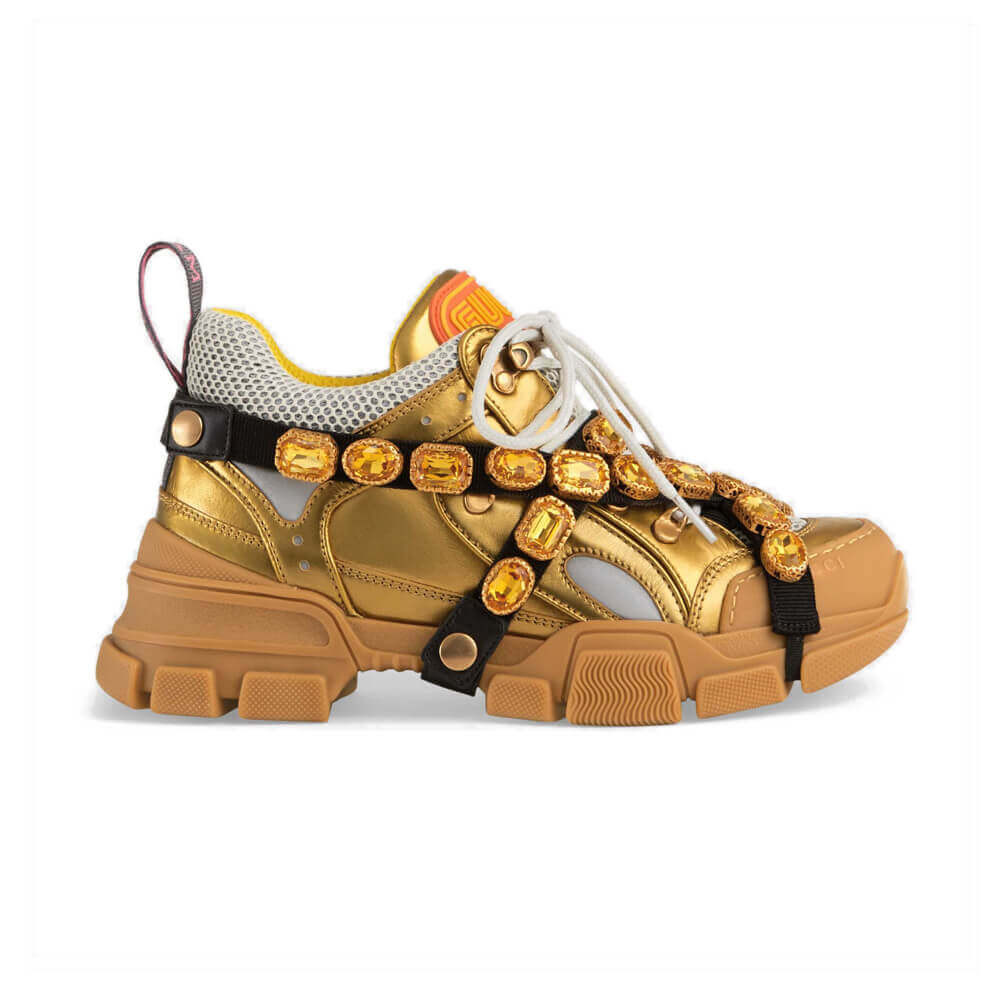Gucci Flashtrek Sneaker With Removable Crystals 552051 Gold