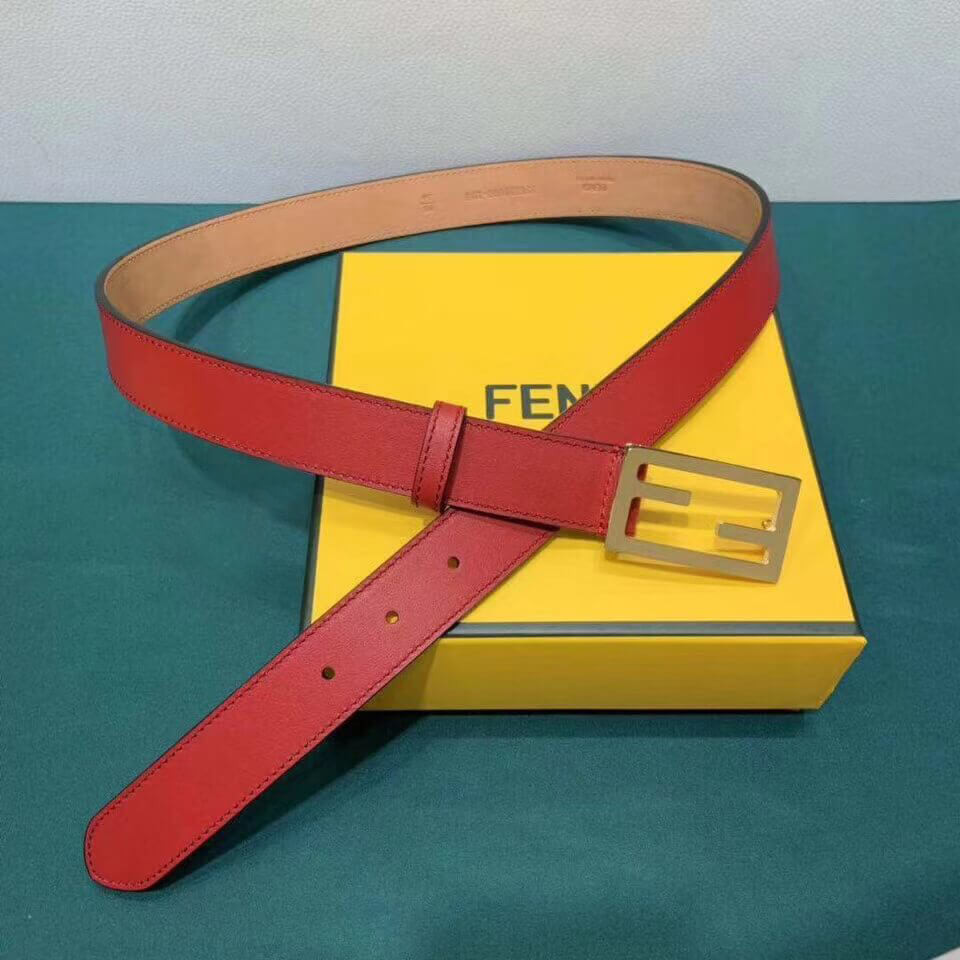 Fendi Baguette 30mm FF Buckle Belt 8C05311 Red