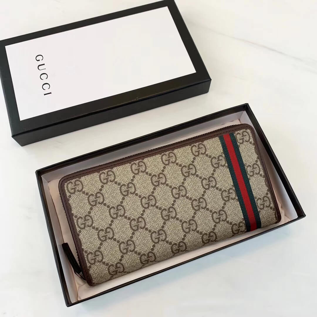Gucci GG Supreme  Zip Around Wallet 291105