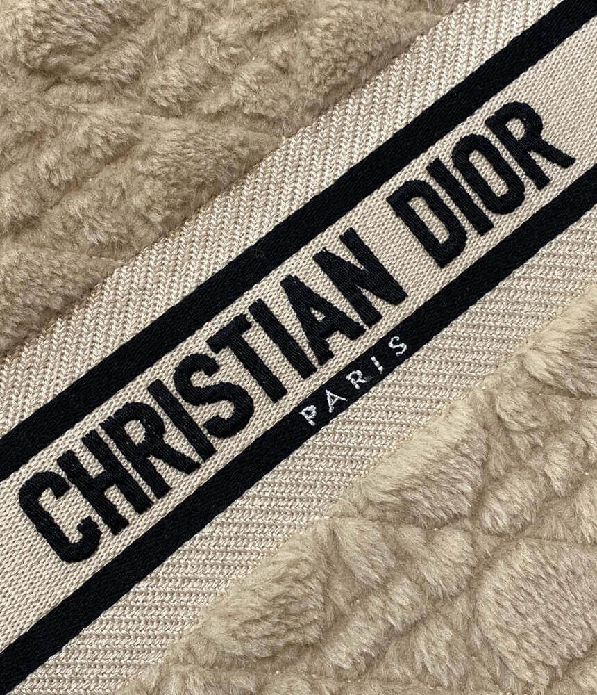 Christian Dior Small Book Tote Beige Cannage Shearling M1265