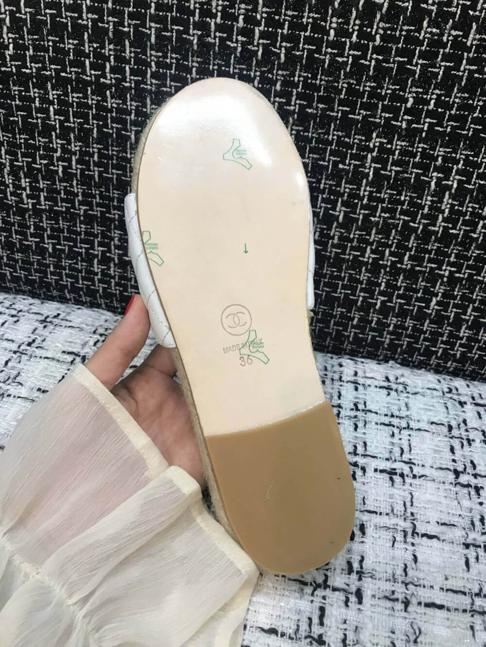 Chanel CC Quilted Mules G35604 White/Apricot