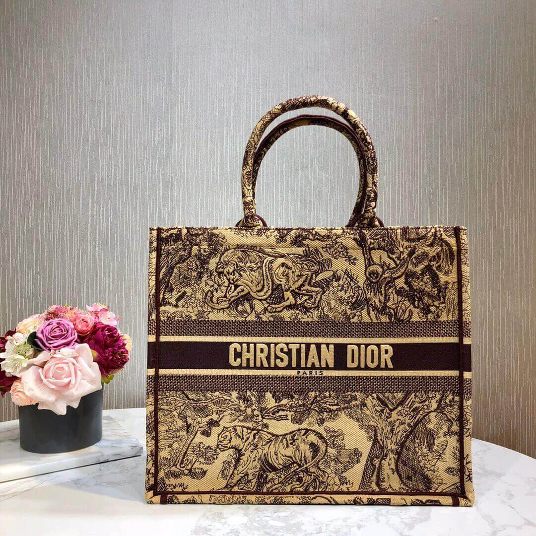 Christian Dior Book Tote Black Toile De Jouy Bag M1286