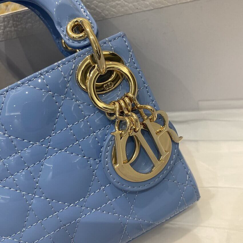 Christian Dior Micro Lady Dior Bag in Patent Cannage Calfskin S0856