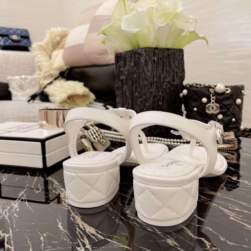 Chanel Lambskin CC Chain Thong Sandals G31463