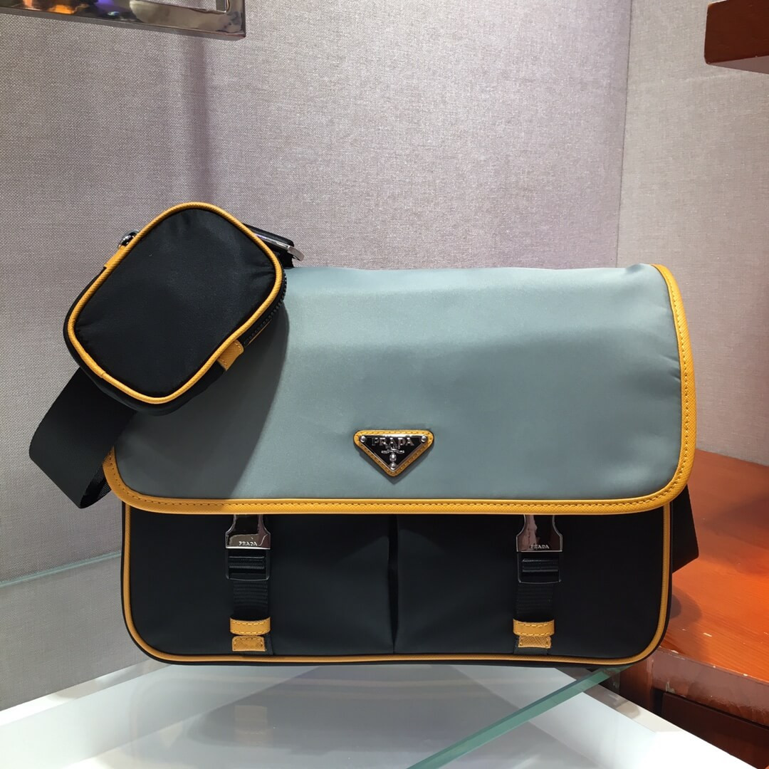 Prada Nylon Cross-Body Bag 2VD768 Light Green/Black