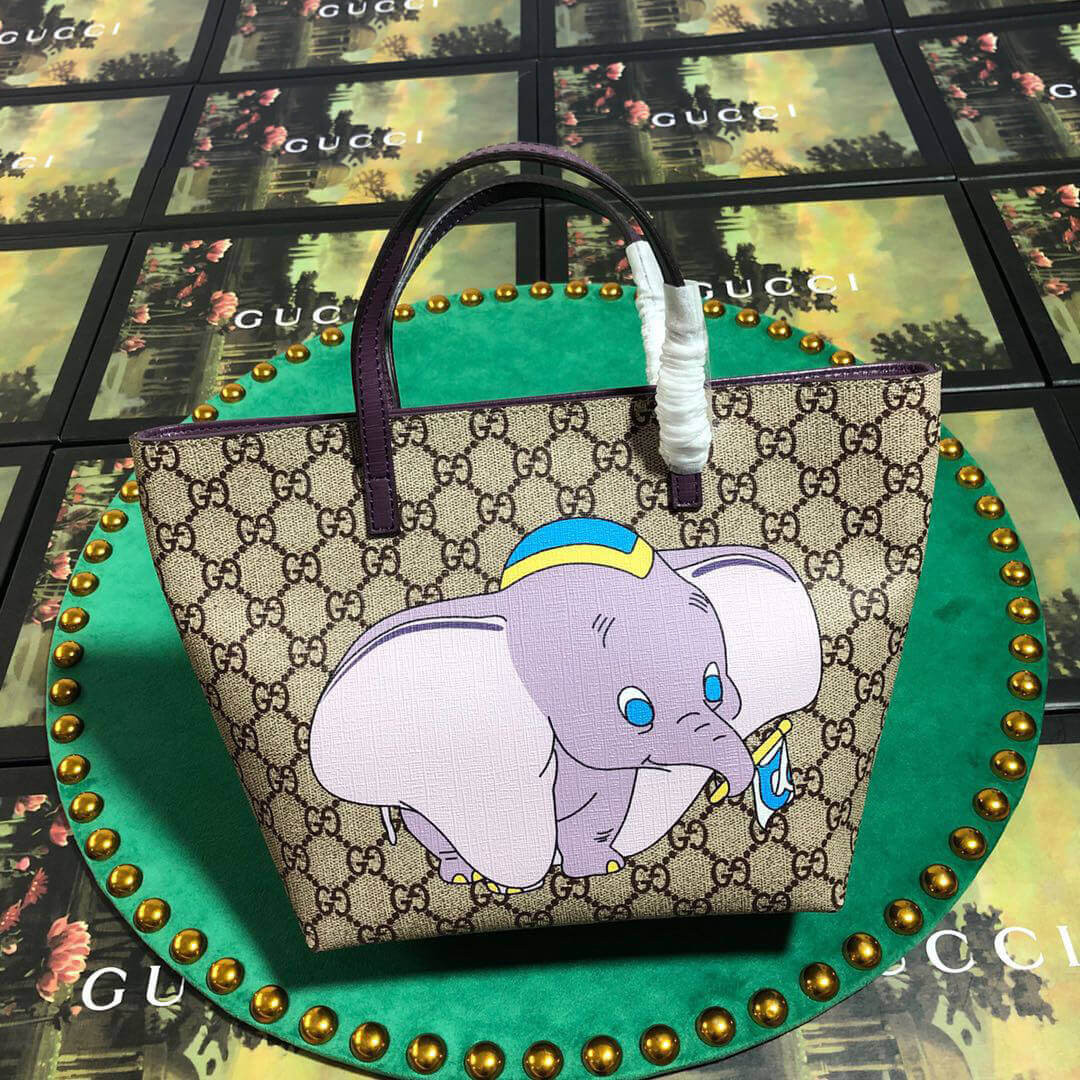 Gucci Childrens Dumbo Print Tote 410812 Purple