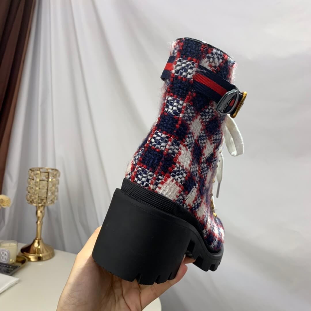 Gucci Check Tweed Ankle Boot 578585