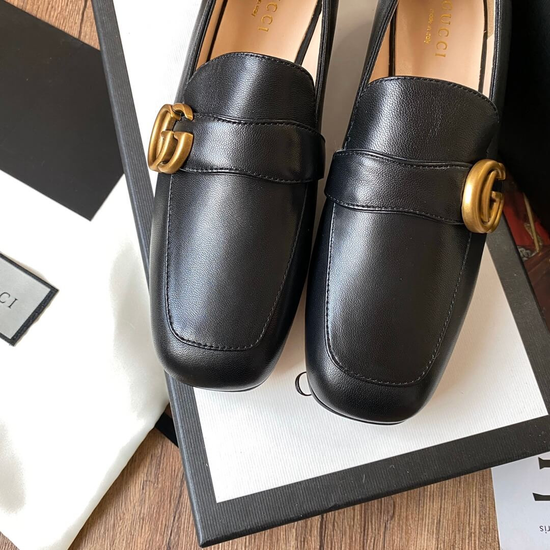 Gucci Leather Loafer with Double G 602496 Black