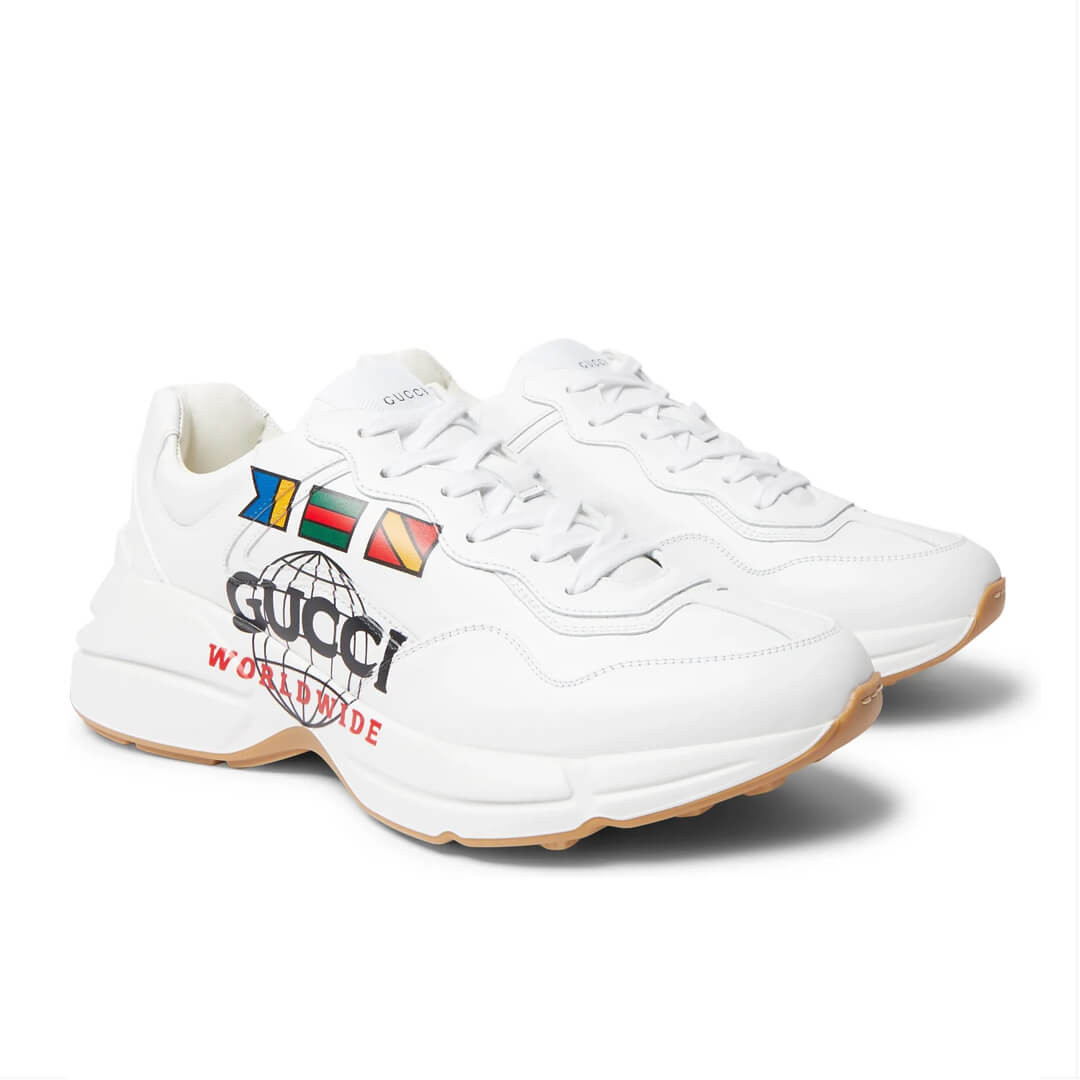 Gucci Rhyton Logo-Print Leather Trainers 550049