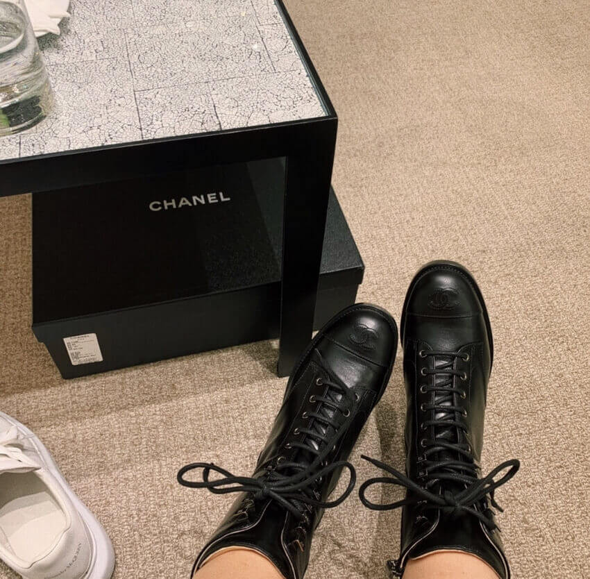 Chanel Calfskin Black Combat Lace-Ups Boots G34953