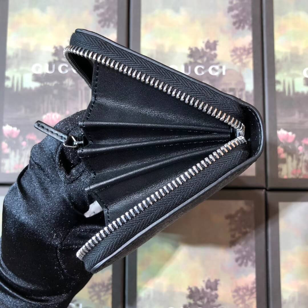 Gucci Square Wolf  Print GG Supreme Zip Around Wallet 451273