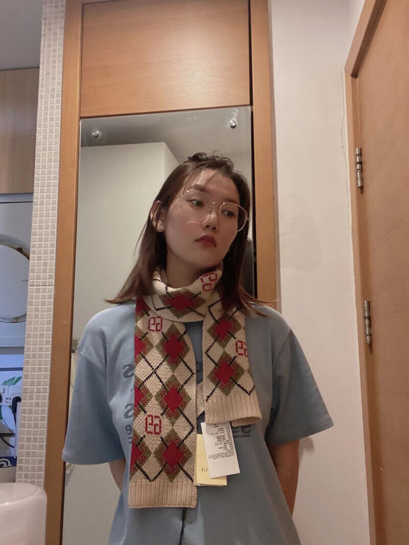 Gucci GG Argyle Wool Scarf 660631