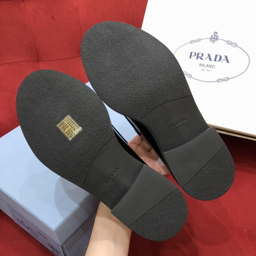 Prada Black Chocolate Brushed Leather Loafers 1D246M