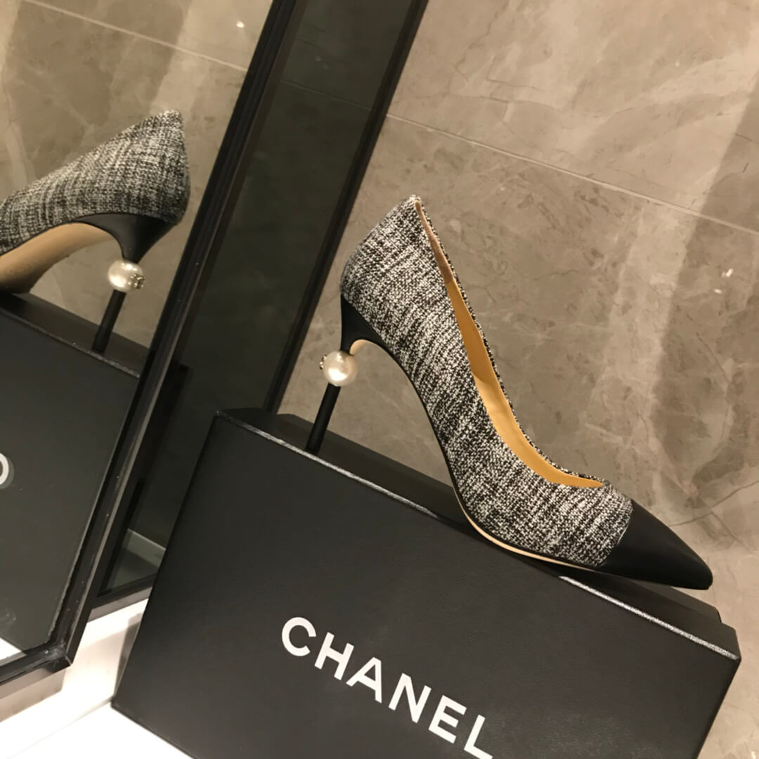 Chanel Tweed Pearl Heel Pumps G178144