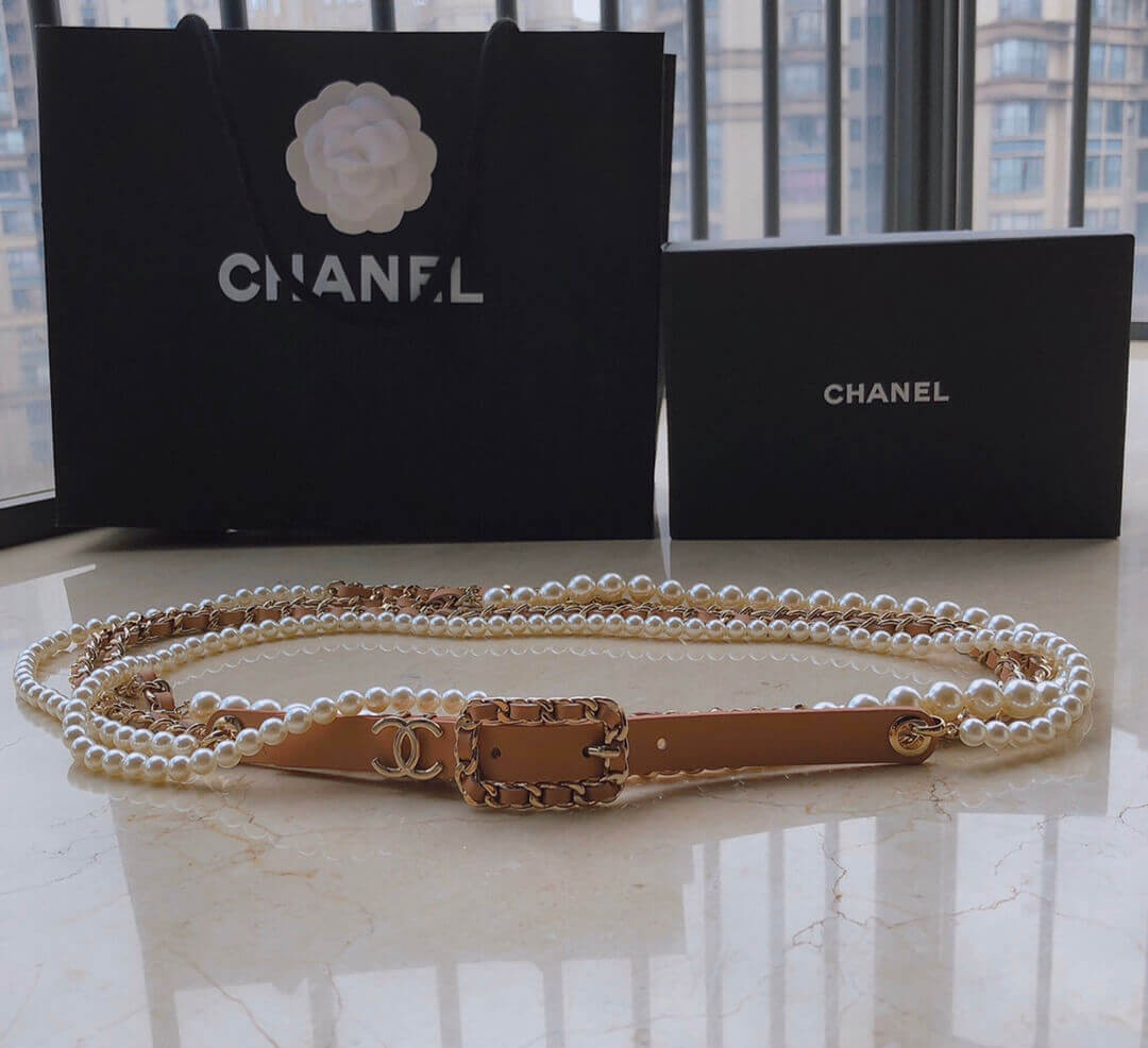 Chanel Aged Calfskin & CC Pearl Waist Chain 460973