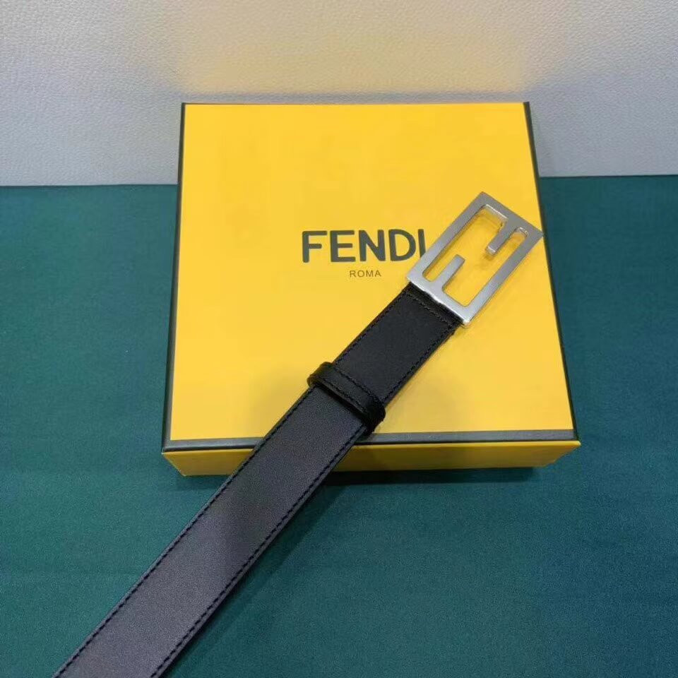 Fendi Baguette 30mm FF Buckle Belt 8C05311 Black