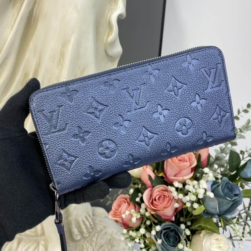Louis Vuitton Monogram Empreinte Leather Zippy Wallet M80958 Navy Nacre