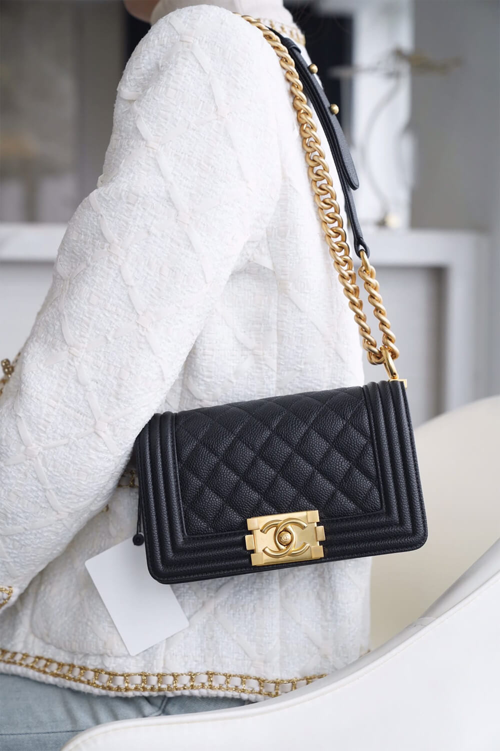 Chanel Le Boy Bag 20cm A67085 Black Caviar Leather