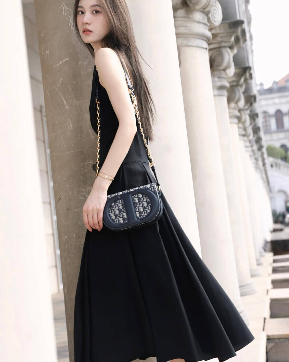 Christian Dior Signature Bag With Strap Blue Oblique Jacquard M9280