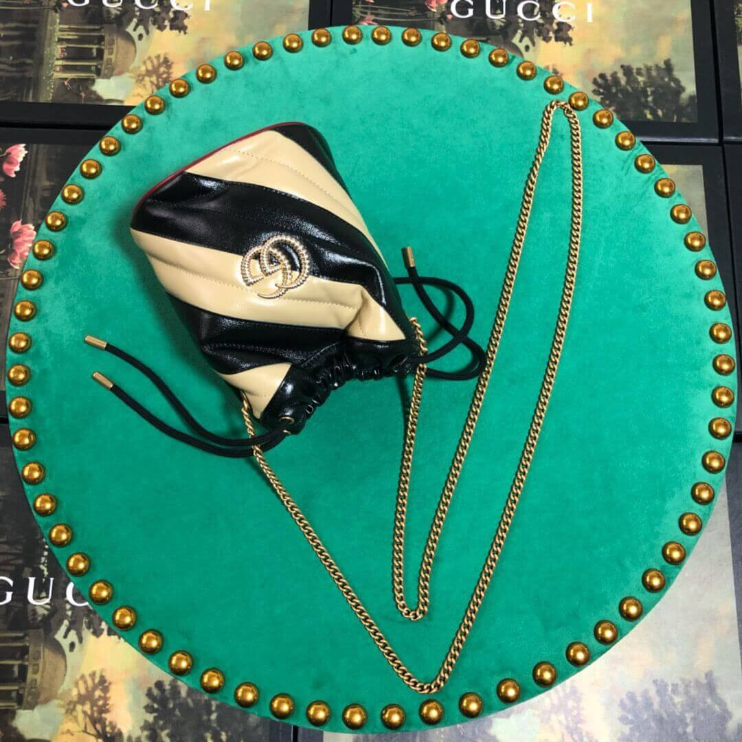 Gucci GG Marmont Mini Bucket Bag 575163 Beige/Black