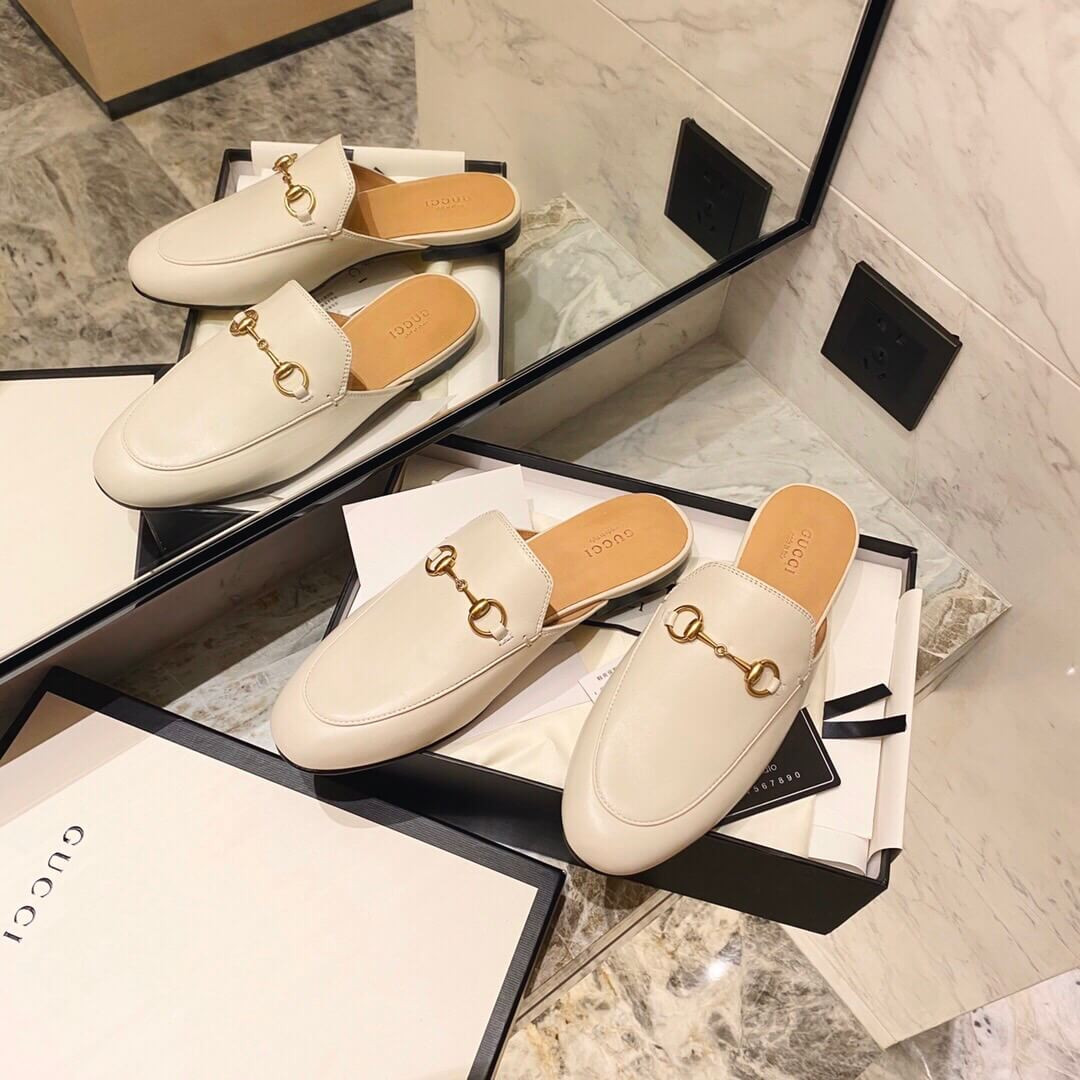 Gucci Princetown Leather Slipper 423513 White