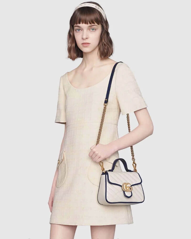 Gucci GG Marmont Mini Top Handle Bag 583571 White