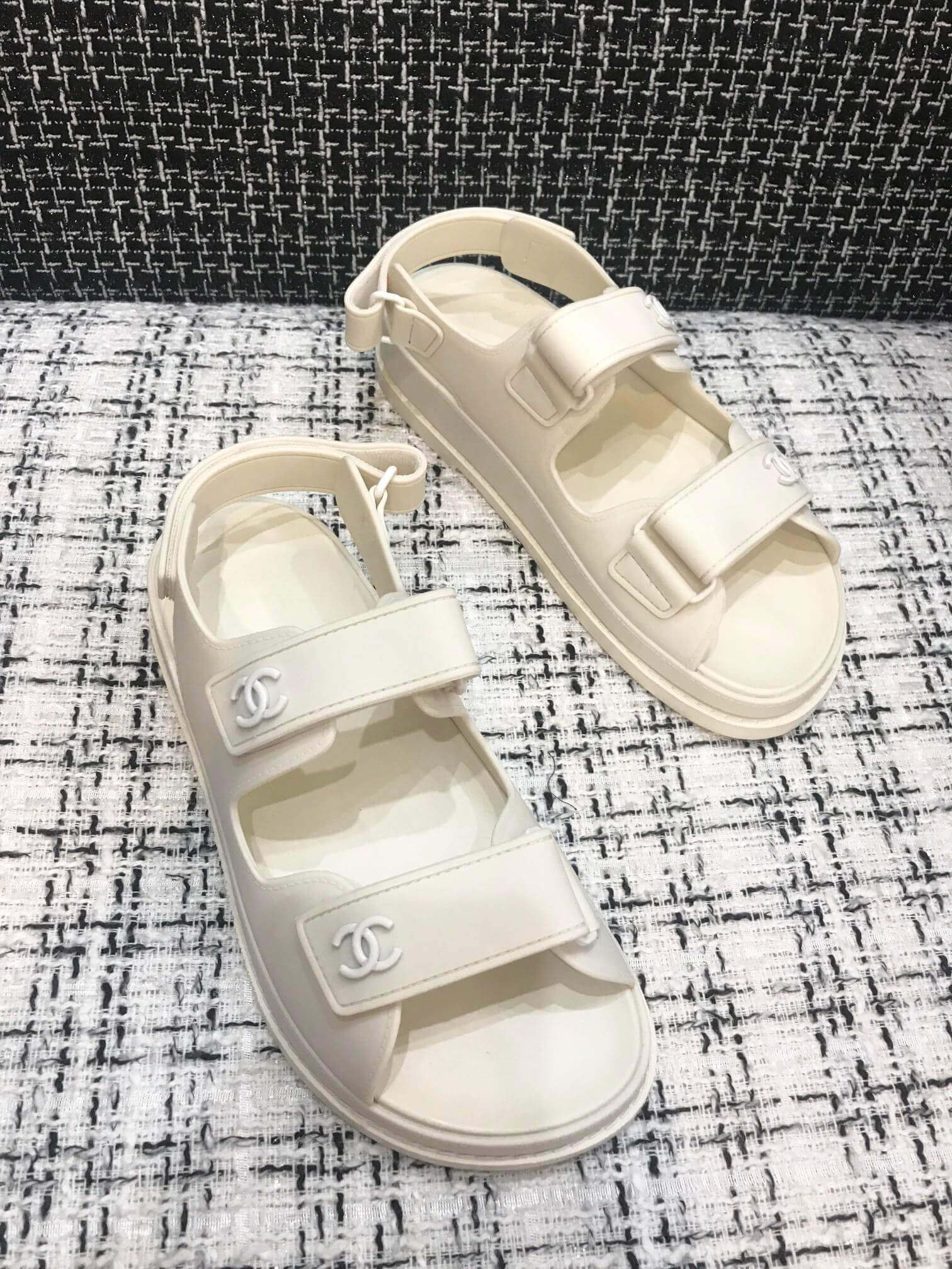 Chanel Velcro Sandals G31848 White